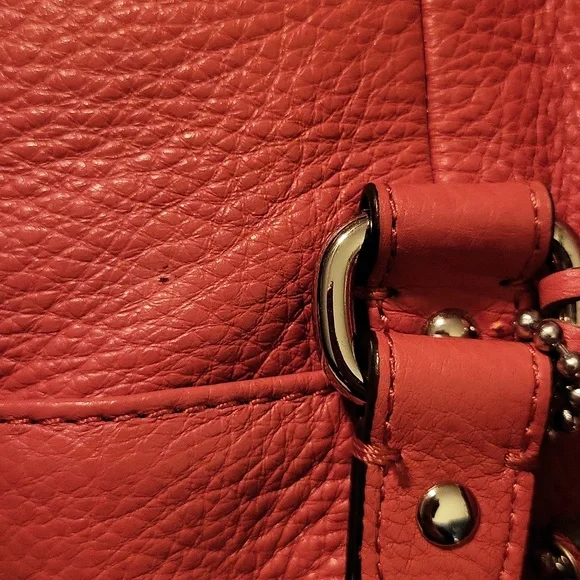 Coach Avery Pebbled Leather Satchel, Coral - Picture 6 of 7